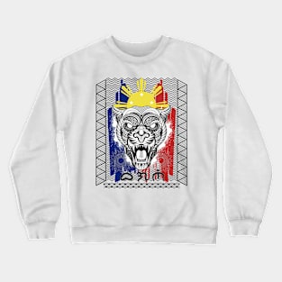 Philippine Flag Tribal line Art Tiger / Baybayin word Bagani Crewneck Sweatshirt